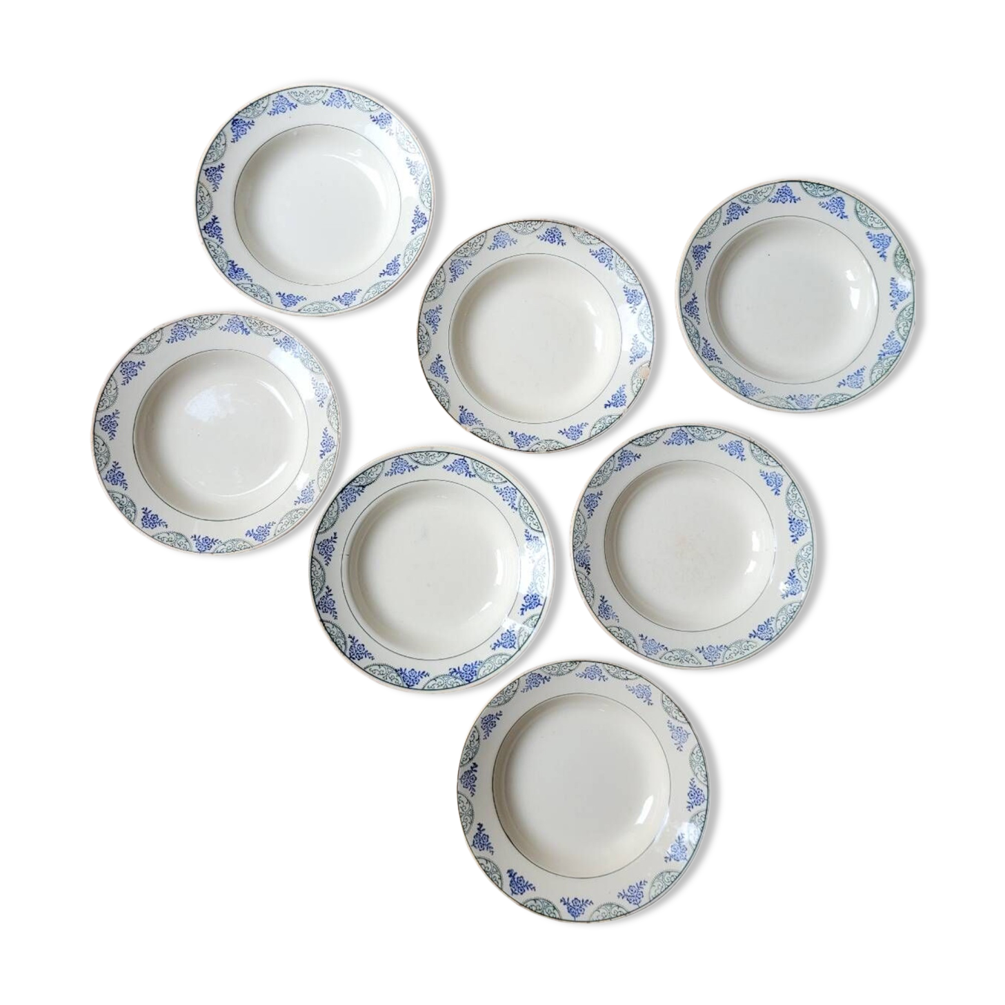 Set of 7 soup plates n°64 Moulin des Loups et Hamage