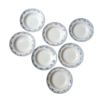 Set of 7 soup plates n°64 Moulin des Loups et Hamage