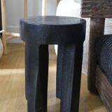 Black burnt teak stool
