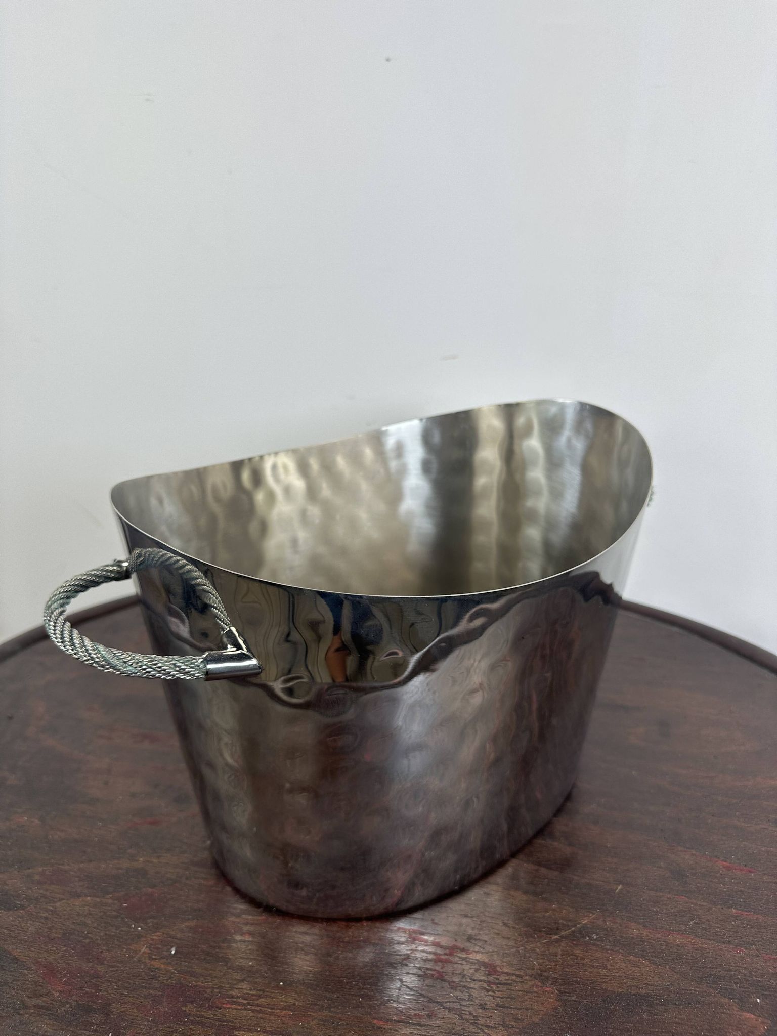 Silver-plated hammered and polished champagne bucket / basin