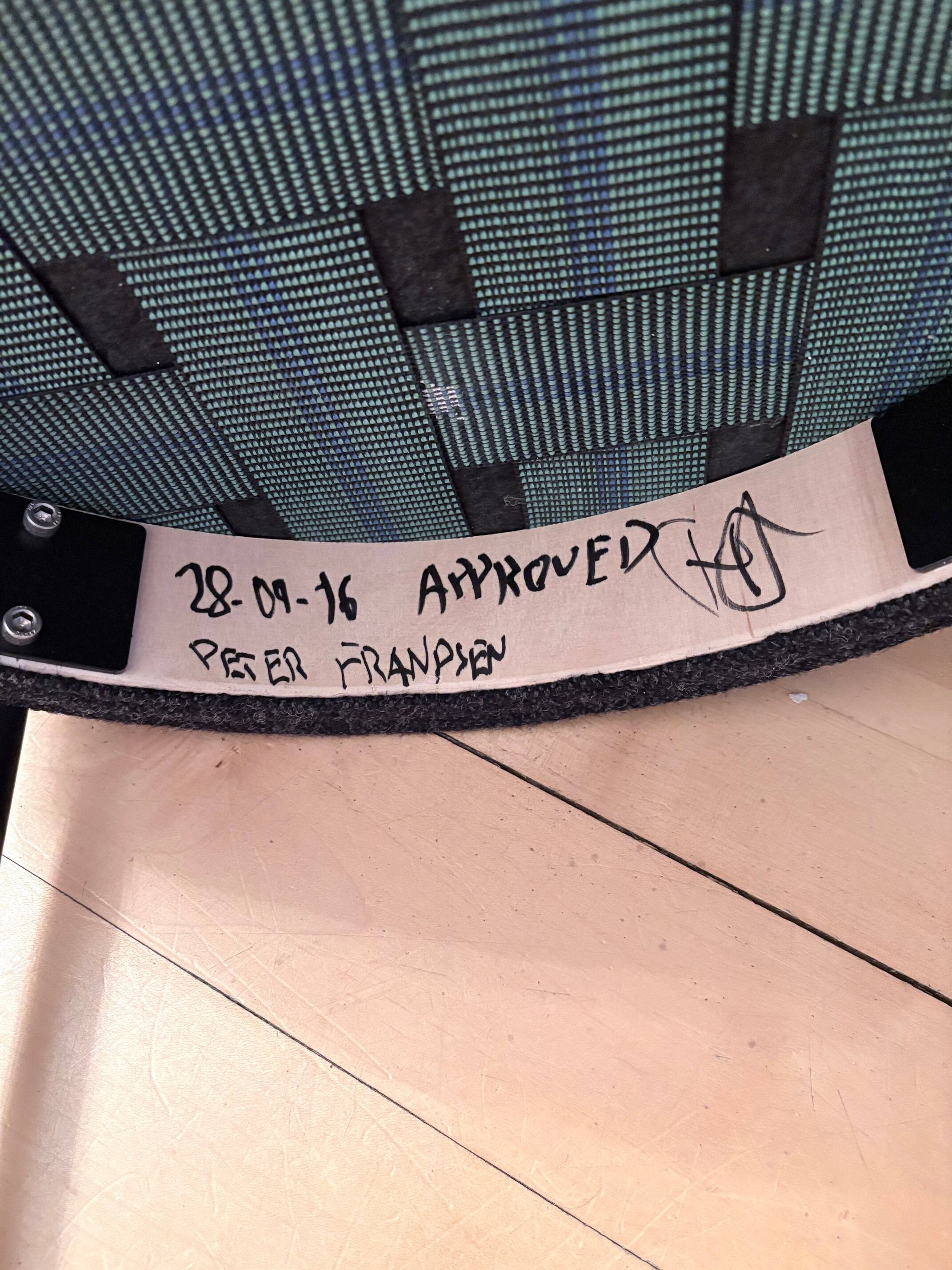 Chair 430 designed by Verner Panton, Verpan, Denmark, signed by Peter.