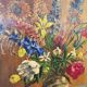 Oil on Isorel - Flower Bouquet / Chess Set - Michel Lamotte