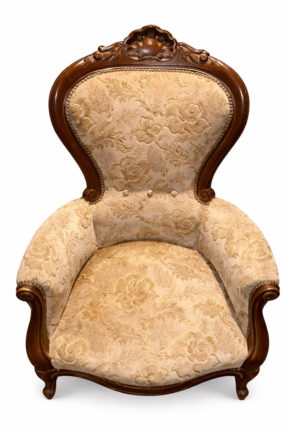 Fauteuil Bergère français ancien avec tapisserie florale – vers 1880–19