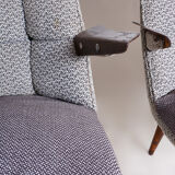 Set of two Grey Mid Century Armchairs made in 1950s Czechia. Original condition.