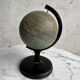 Miniature Green Paper-Covered Globe with Metal Base and Meridian — Made in England