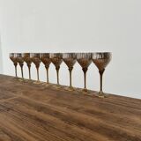 9 verres ancien en métal argenté et laiton