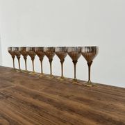 9 old glasses in silver metal and brass