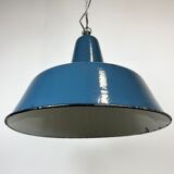 Industrial blue enamel factory pendant lamp, 1960s