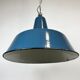 Suspension industrielle en émail bleu d’usine, années 1960