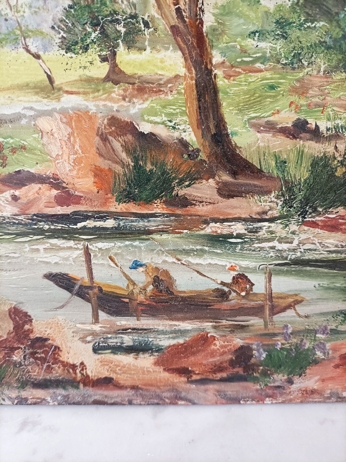 Old painting on canvas signed Bourbon.