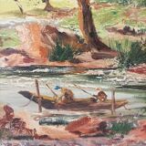 Old painting on canvas signed Bourbon.