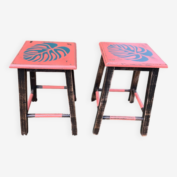 Pair of old revamped stools