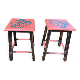 Pair of old revamped stools