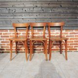 3 old wooden bistro chairs by Baumann