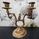antique candlestick candelabra 2 lights gold metal vintage baroque 22 cm