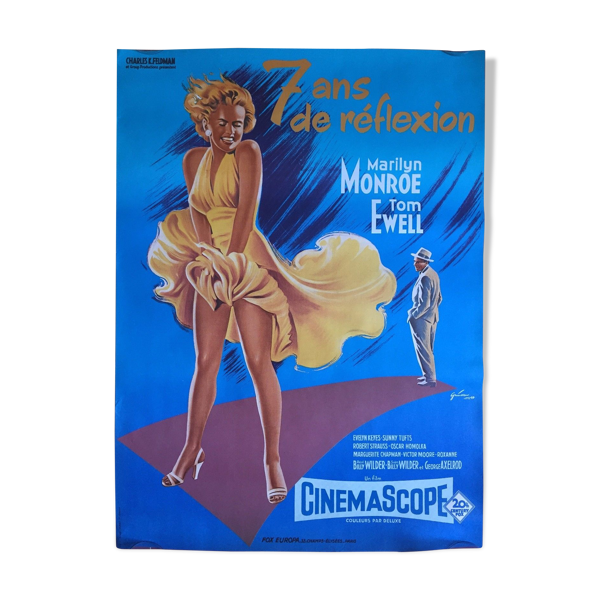 Affiche ressortie française (années 70) ''Sept ans de reflexion'' (1955) — Beyit