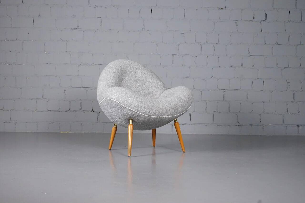Lounge chair in boucle by Fritz Neth for Correcta