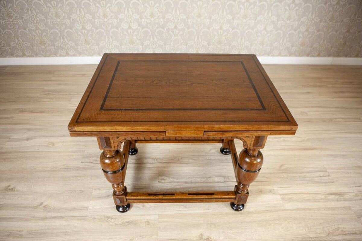 Dutch Extendable Oak Side Table, Late 19th Century