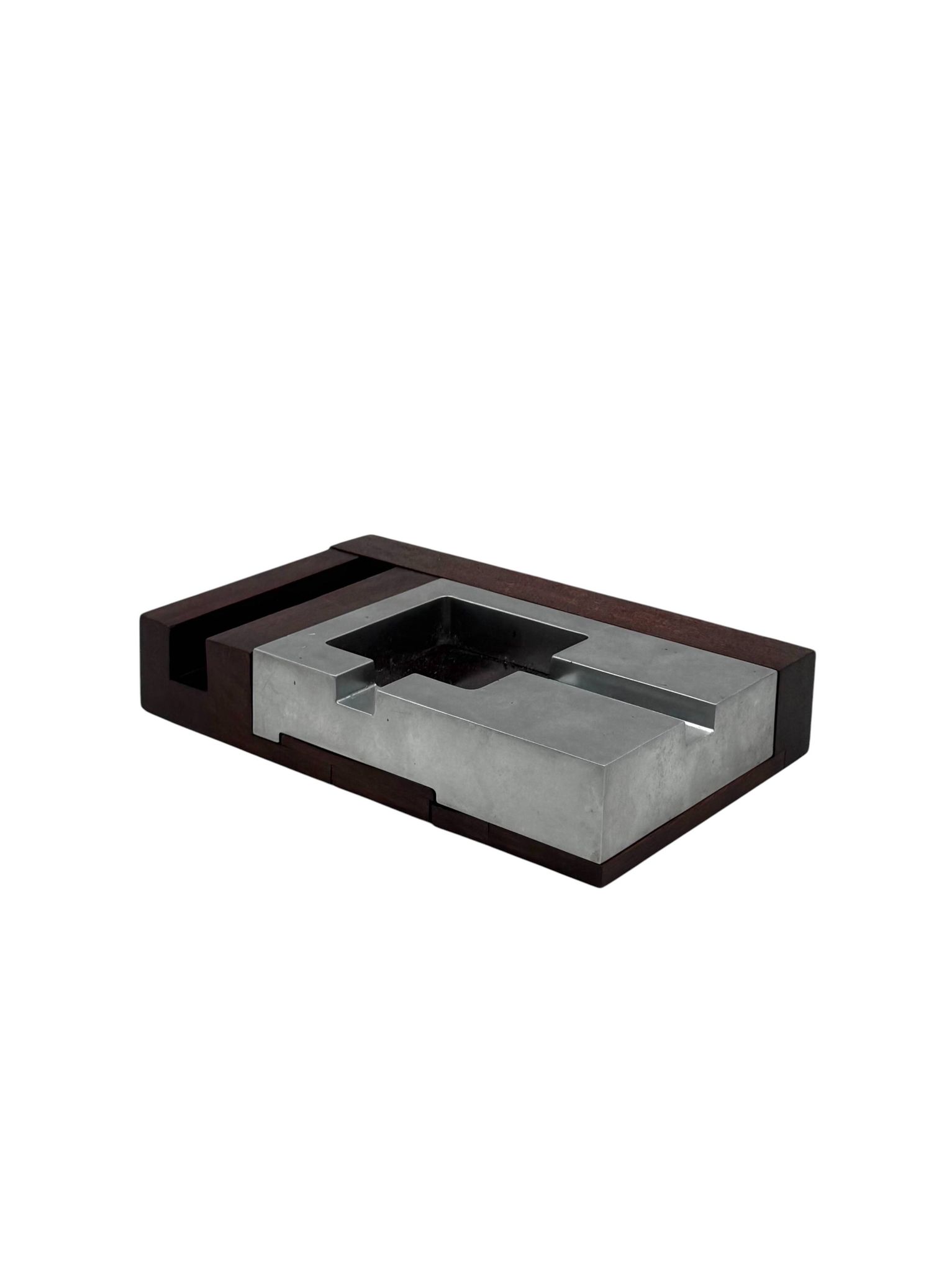 Mid-century modern mahogany ashtray, Alfred Dunhill Italy 1970s