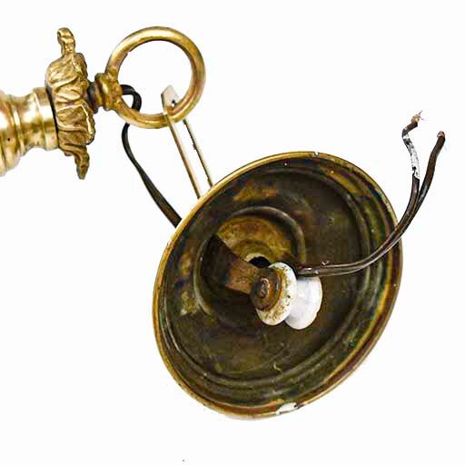 Lantern conical gilded beveled faceted glass old white XIXth