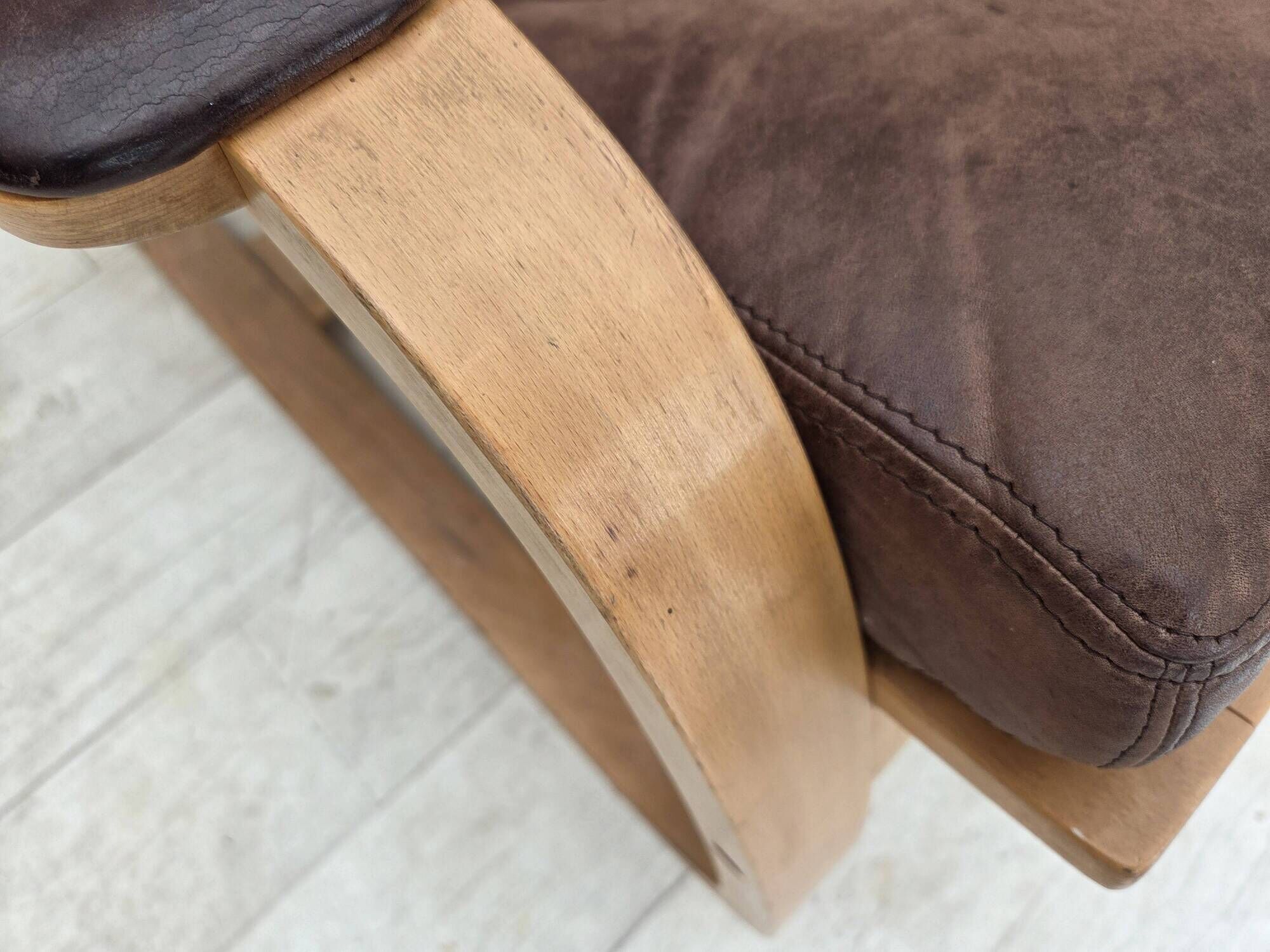 1970s, Swedish design by Åke Fribytter, armchair, leather, bentwood.