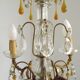 Vintage 4-Light Bronze, Glass & Crystal Chandelier with Amber Glass Drops
