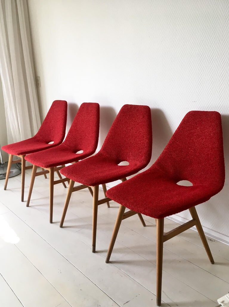 Midcentury hungarian chairs, side chairs by Judit Burian and Erika Szek, 1950s