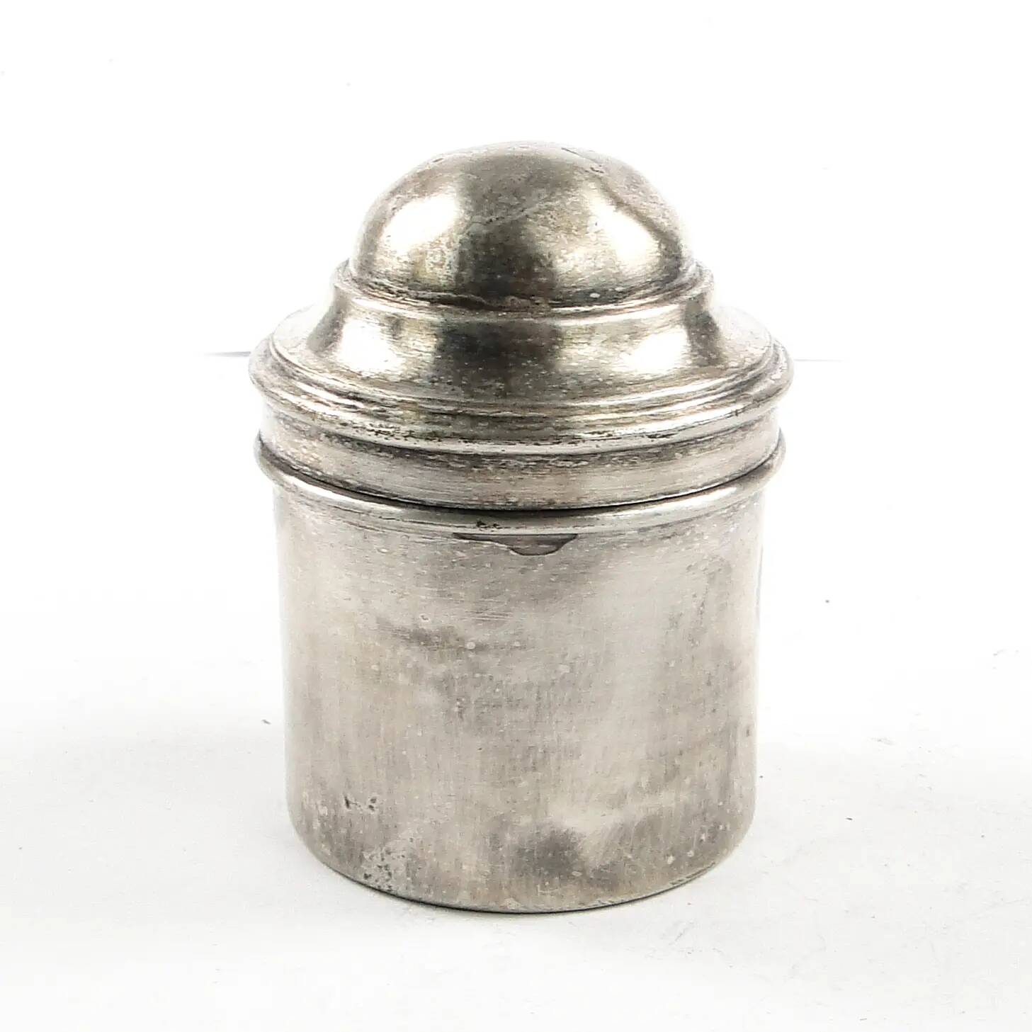 Eclectic pill box, silver-plated brass, Bronowski, Poland, 19th century