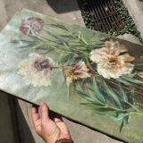 Tableau ancien fleurs posées pivoine huile sur toile