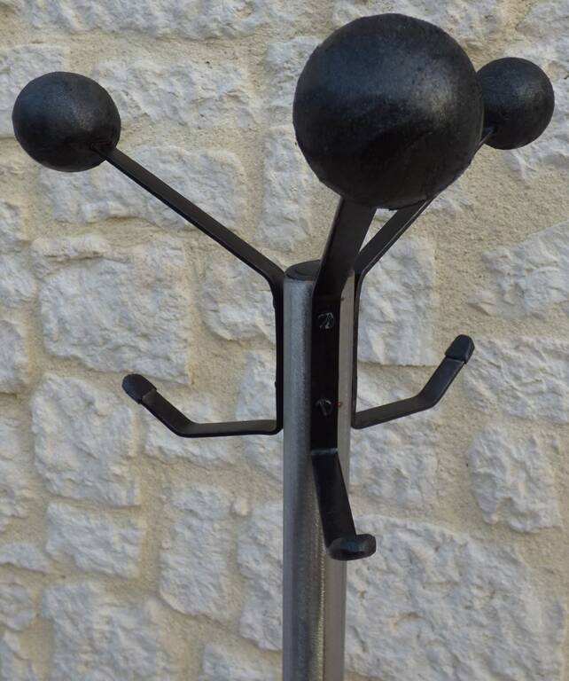 Vintage metal coat rack with 6 hooks