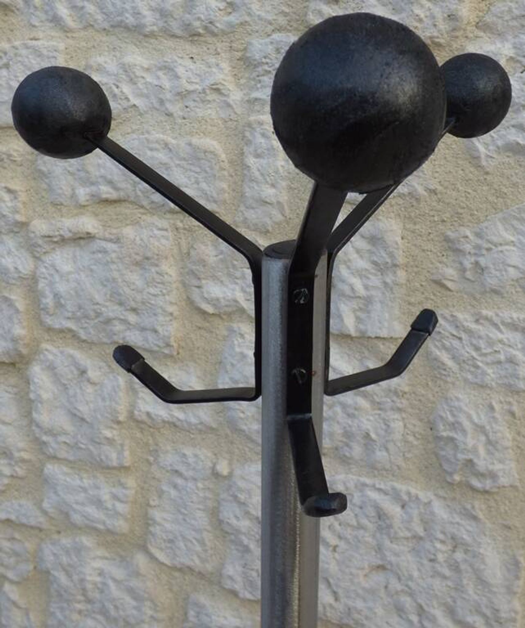 Vintage metal coat rack with 6 hooks