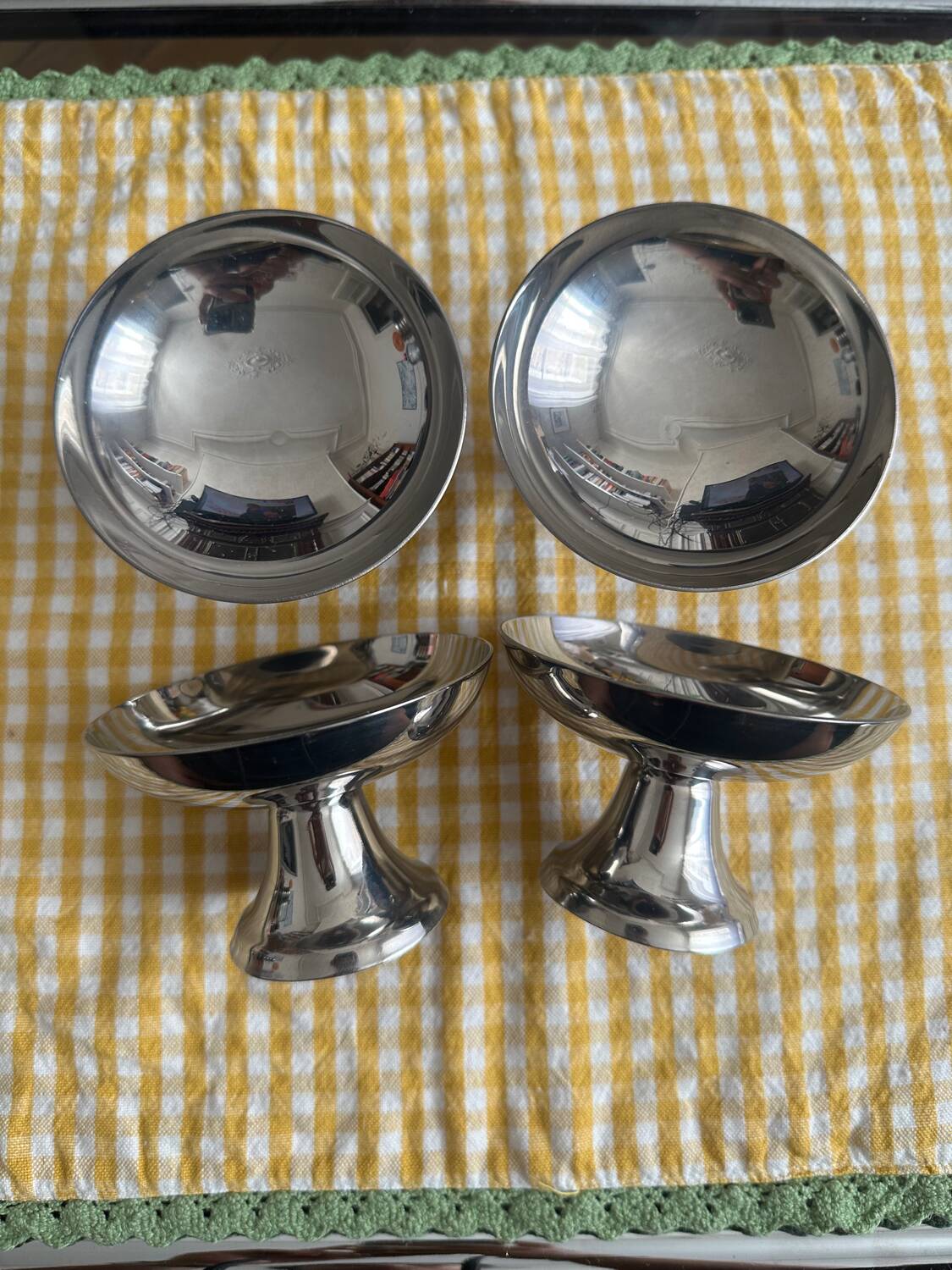 Vintage stainless steel ice cream cups