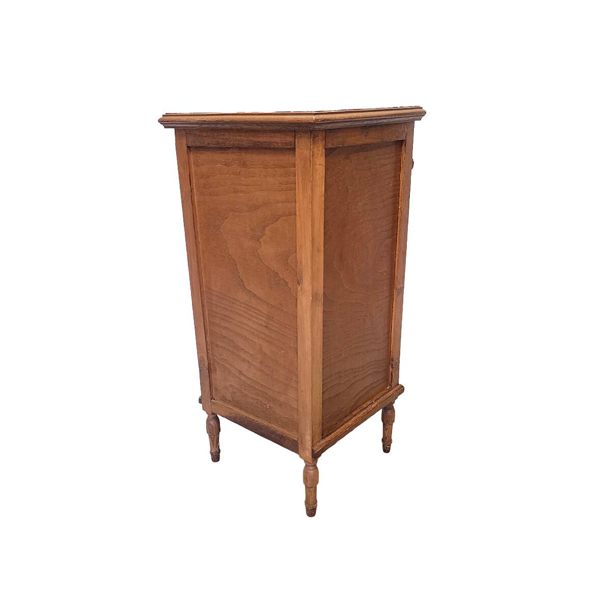 Antique French Oak Bedside Table With Marble Top, early 1900s