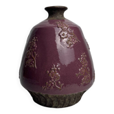 Raku glazed mauve potiche with floral decoration, Jardin d’Ulysse, 20th century
