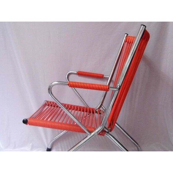 Orange armchair scoubidou 60/70