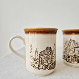Set of 2 vintage mugs "Old English Cottage" - Staffordshire