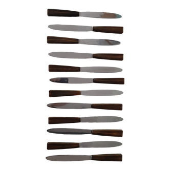 12 stainless steel knives handle wood Pinay fortias Thiers