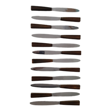 12 couteaux inox manche bois Pinay fortias Thiers