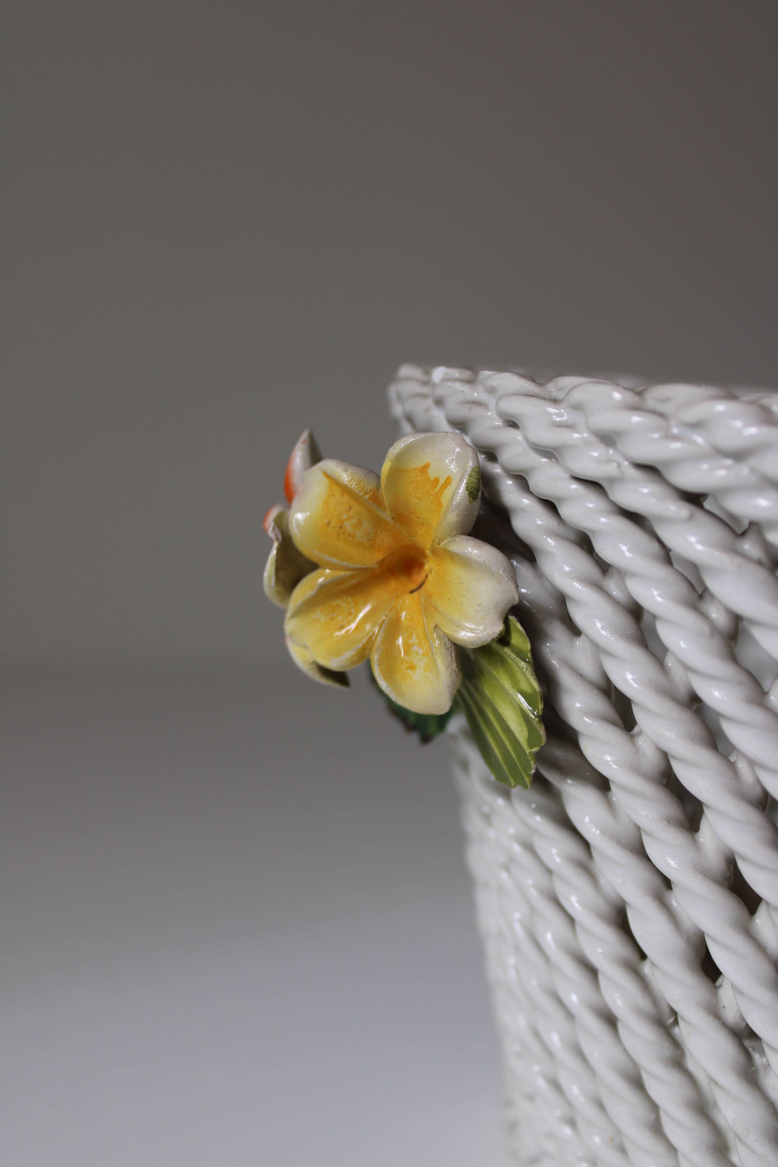 Vintage woven barbotine basket planter