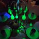 Italian chandelier with 5 lights in green opaline glass with uranium - ouraline