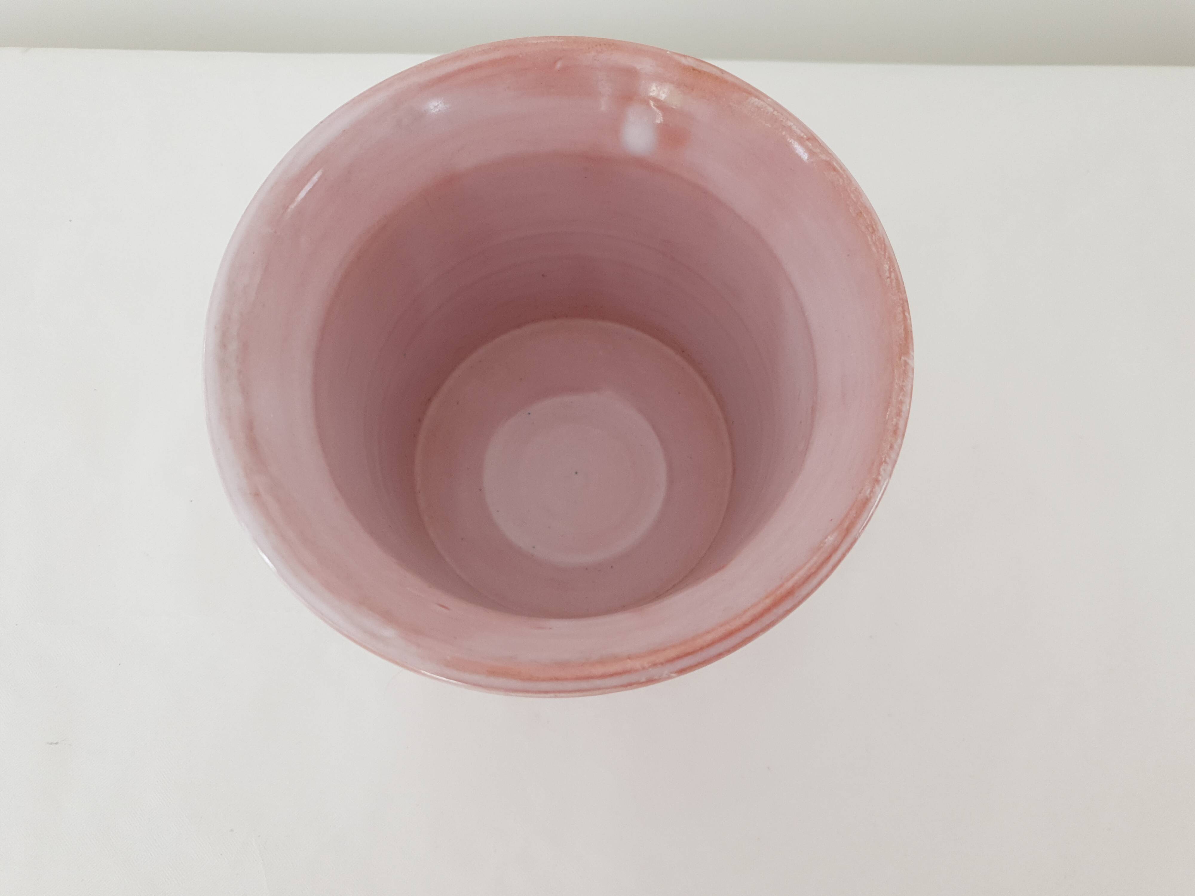 Ceramic flowerpot vase with rooster design - signed yvon roy durtal vallauris