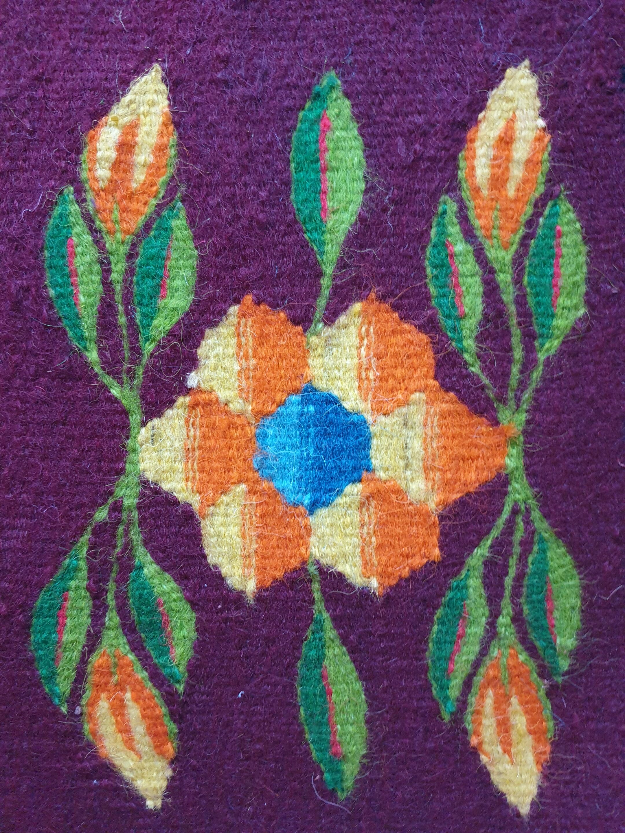 Tapis Oltenian floral, tissé à la main, Roumanie