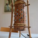 Vintage bamboo tripod lamp