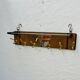 Vintage teak wall coat rack with mirror
