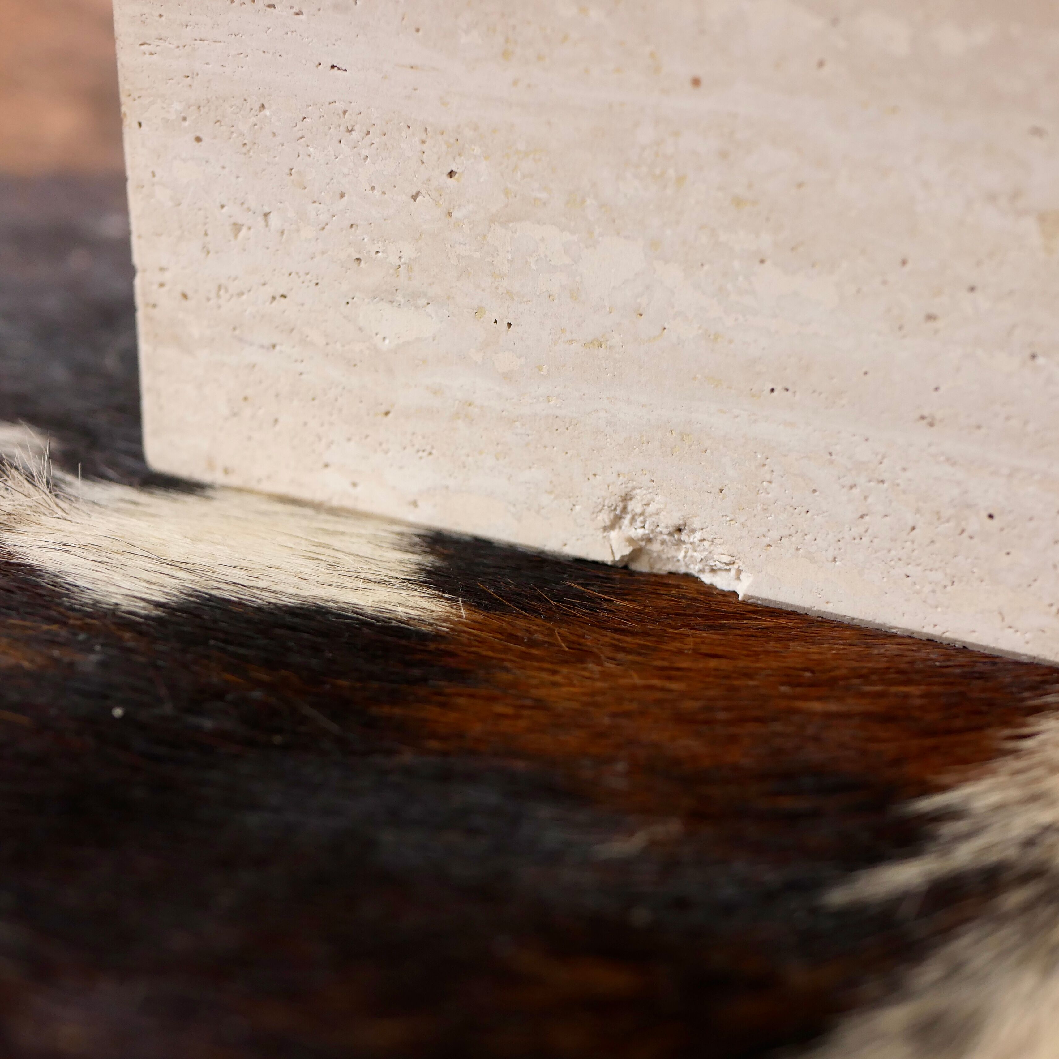Square travertine coffee table