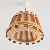 Suspension en toile de jute et bois 1970 vintage