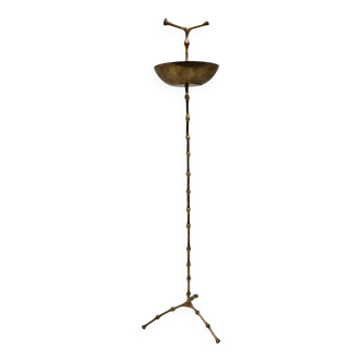 Hollywood regency brass floor ashtray, Maison Bagues France, 1970