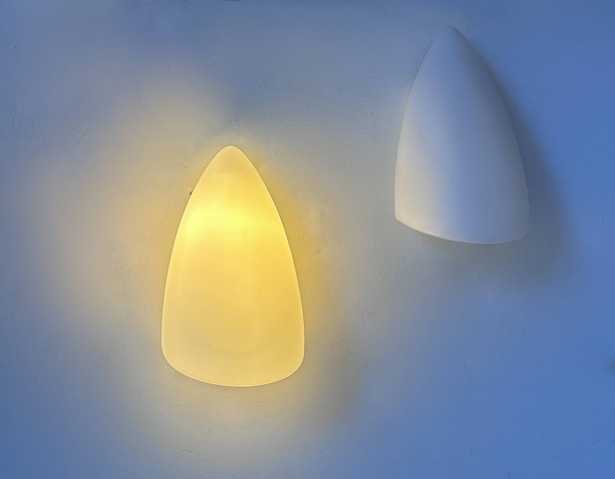 Pair of vintage white opaline wall lights, France 1970s