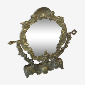 Miroir en bronze et laiton 26x19cm