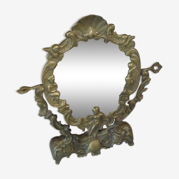 Mirror in bronze and brass 26x19cm
